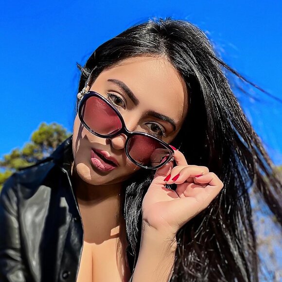 Women 2pcs Gradient Purple Lens Trendy Polarized Oversized Big Sunglasses
